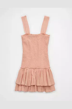 American Eagle Outfitters Sunchaser Knit Smocked Drop Waist Mini Dress Women