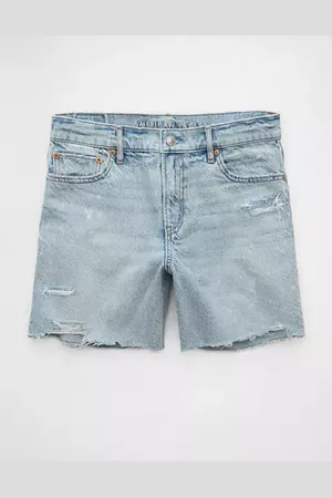 American Eagle Outfitters Strigid Ripped Super High-Waisted 6 Relaxed Denim Short Women