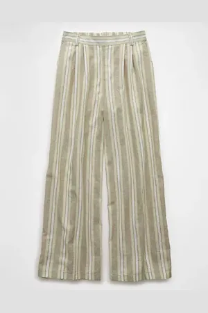 American Eagle Outfitters Linen-Blend High-Waisted Wide-Leg Pant Women