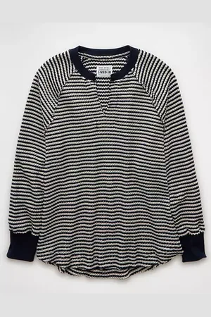 American Eagle Outfitters Big Hug Notch Neck Waffle Sweatshirt Women