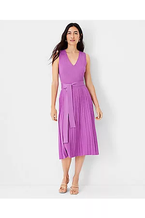 ANN TAYLOR Women Casual Dresses - Belted V-Neck Sweater Dress
