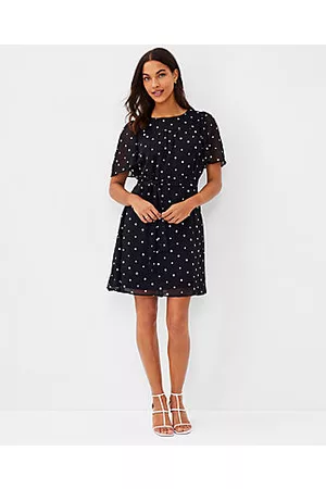 ANN TAYLOR Women Printed Dresses - Petite Floral Embroidered Belted Shift Dress