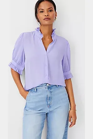 Blouson Sleeve Button Top