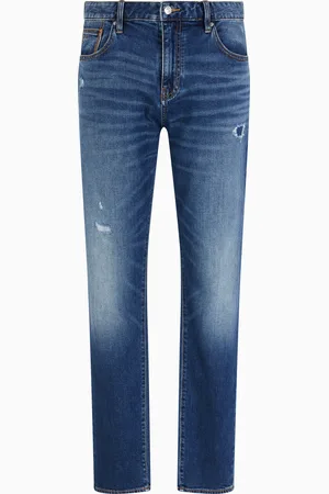Armani Exchange J13 slim fit jeans in stone washed cotton denim with rips