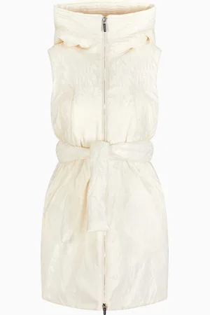 Armani Exchange Long sleeveless jacket in jacquard nylon with logo