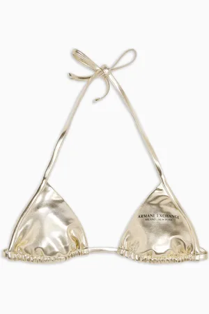 Armani Exchange Metallic fabric bikini top