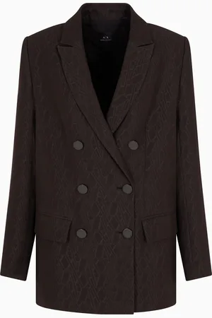 Armani Exchange Double-breasted jacket in fabric with allover logo