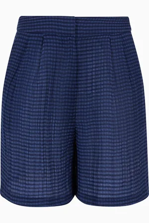 Emporio Armani Darted Bermuda shorts in gingham-effect seersucker fabric