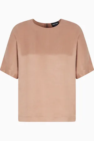 Giorgio Armani Cupro and viscose crew-neck blouse