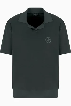 Giorgio Armani Short-sleeved polo shirt in cotton and cashmere interlock