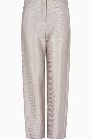 Giorgio Armani Raffia-effect cotton and viscose trousers