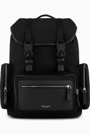 Giorgio Armani Recycled-nylon and pebbled-leather backpack ASV