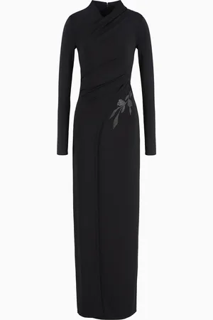 Giorgio Armani ASV long dress in stretch viscose jersey with rhinestones