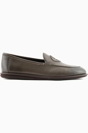 Giorgio Armani Vintage nappa leather loafers with embroidered logo