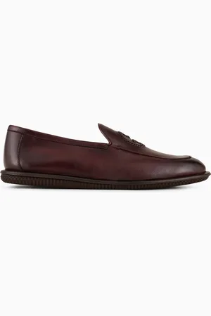 Giorgio Armani Vintage nappa leather loafers with embroidered logo