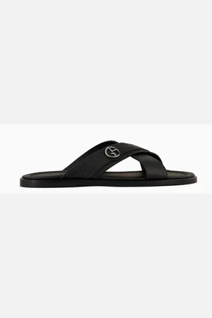 Giorgio Armani Pebbled-leather cross sandals