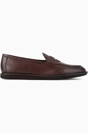 Giorgio Armani Vintage nappa leather loafers with embroidered logo