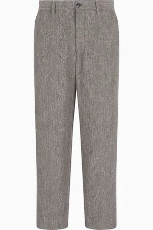 Giorgio Armani Flat-front trousers in a viscose and wool-blend jacquard