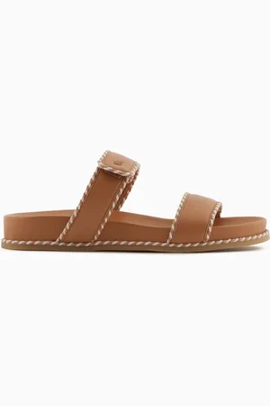 Emporio Armani Sandals with nappa-leather strap and two-tone edges