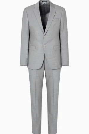 Emporio Armani Single-breasted, regular-fit suit made of stretch light wool with a micro check motif