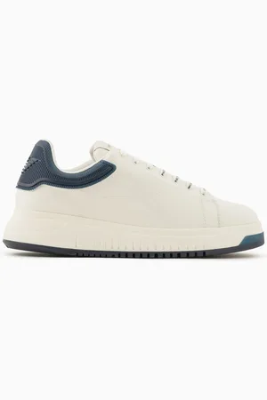 Emporio Armani Leather sneakers with semi-transparent back and knurled sole