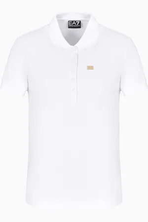 EA7 Core Lady stretch-cotton jersey polo shirt