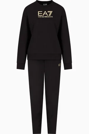 EA7 Stretch-cotton tracksuit with logo