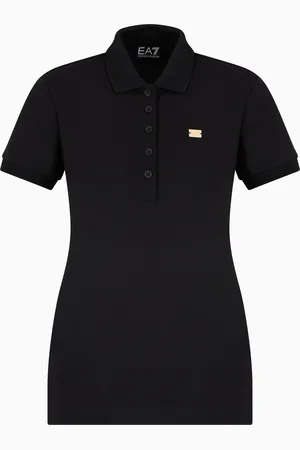 EA7 Core Lady stretch-cotton jersey polo shirt