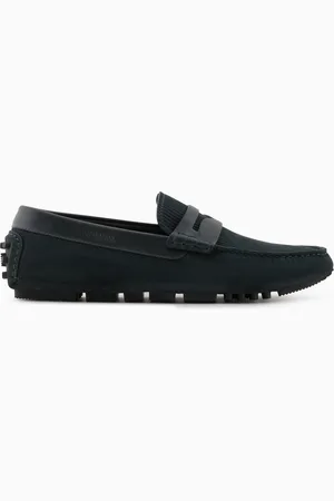 Emporio Armani Multi-striped suede driving loafers