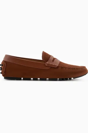 Emporio Armani Multi-striped suede driving loafers