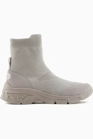 Emporio Armani Knit sock sneakers with suede details