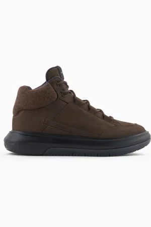 Emporio Armani Nubuck high-top sneakers with felt detail