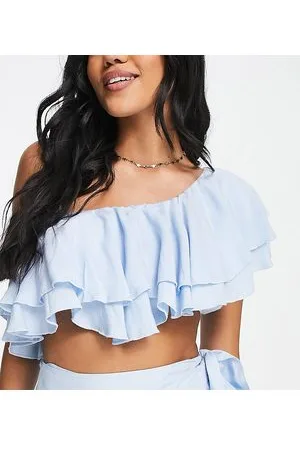 Esmée Esmee Exclusive one shoulder frill crop beach top in - part of a set