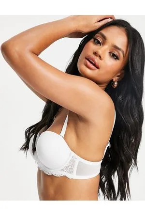 ASOS DESIGN microfibre moulded multiway strapless bra with clear centre in  white