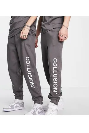 COLLUSION relaxed dad joggers in grey marl
