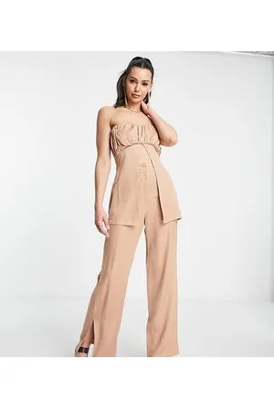 4th & Reckless satin flare pants in brown - part of a set