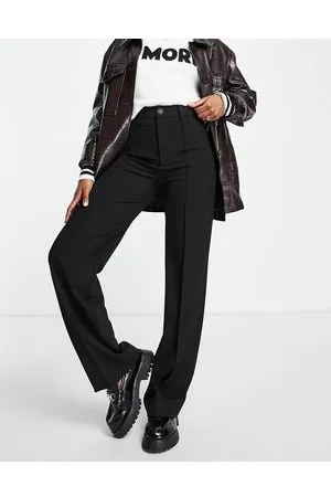 Pull&Bear High rise tailored straight leg pants with front seam in
