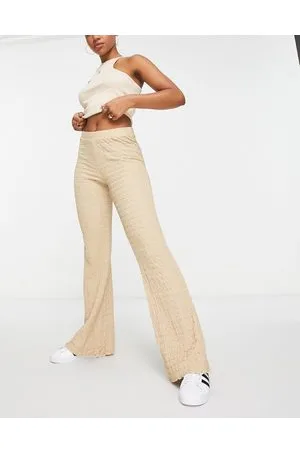 Missguided flare pant with lettuce hem in sage green - part of a