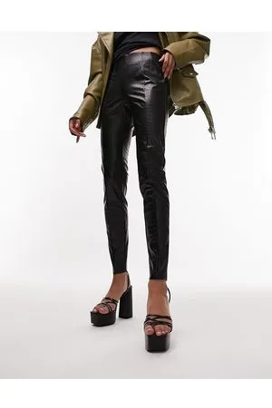 TOPSHOP Sara Faux Leather Skinny Pants in Natural