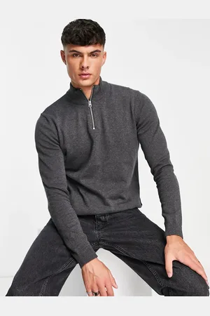 Only & Sons Half zip knitted sweater in light heather