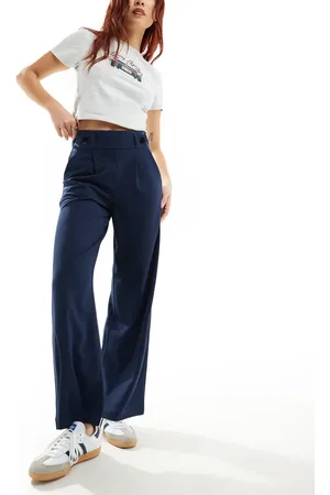 JDY Button detail wide leg dad pants in