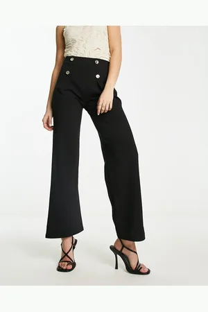 River Island Wide leg tailored pants with button detail in