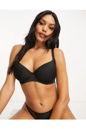 ASOS DESIGN Fuller Bust smoothing balcony bra with detachable straps in  black
