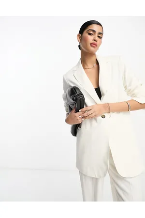 ASOS Women Blazers - Linen slim fit suit blazer in ivory