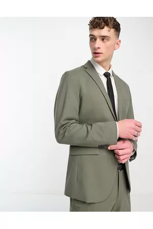 New Look Men Blazers - Single breasted slim suit jacket in dark khaki