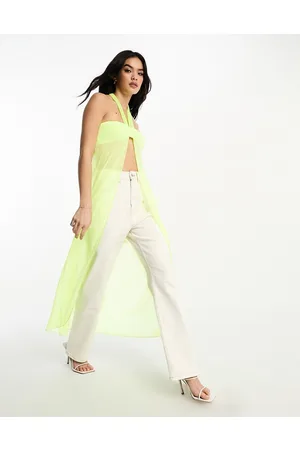 Annorlunda faux leather straight leg pants in neon green