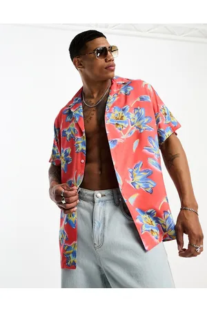 ASOS DESIGN dropped shoulder oversized camp collar shirt in Hawaiian floral  print