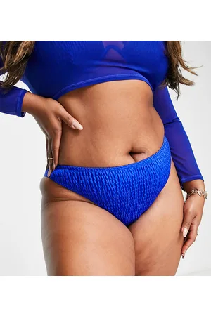 South Beach Curve Exclusive crinkle string bikini bottom in khaki