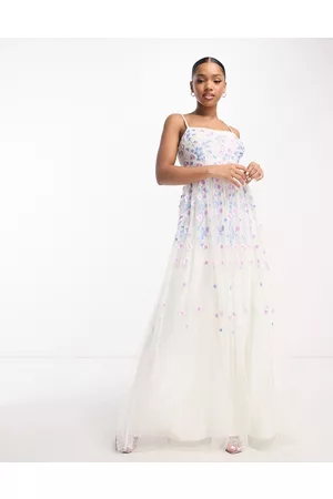 Maya Deluxe Cami maxi dress with spot embroidery in ivory