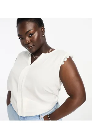 ONLY V-neck blouse with crochet trim in